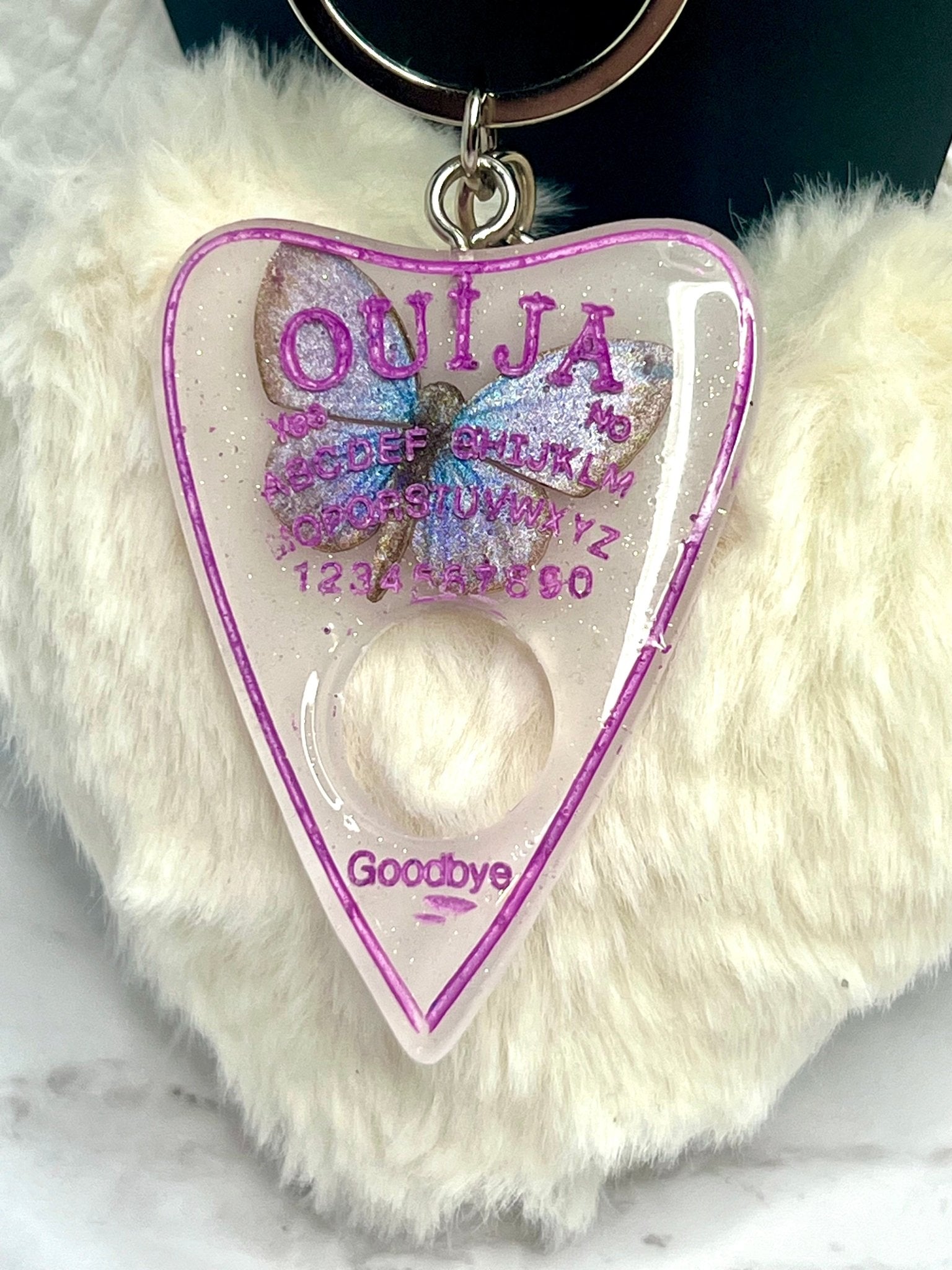 Ouija Planchette with Heart Puff Keychain - Adorrible