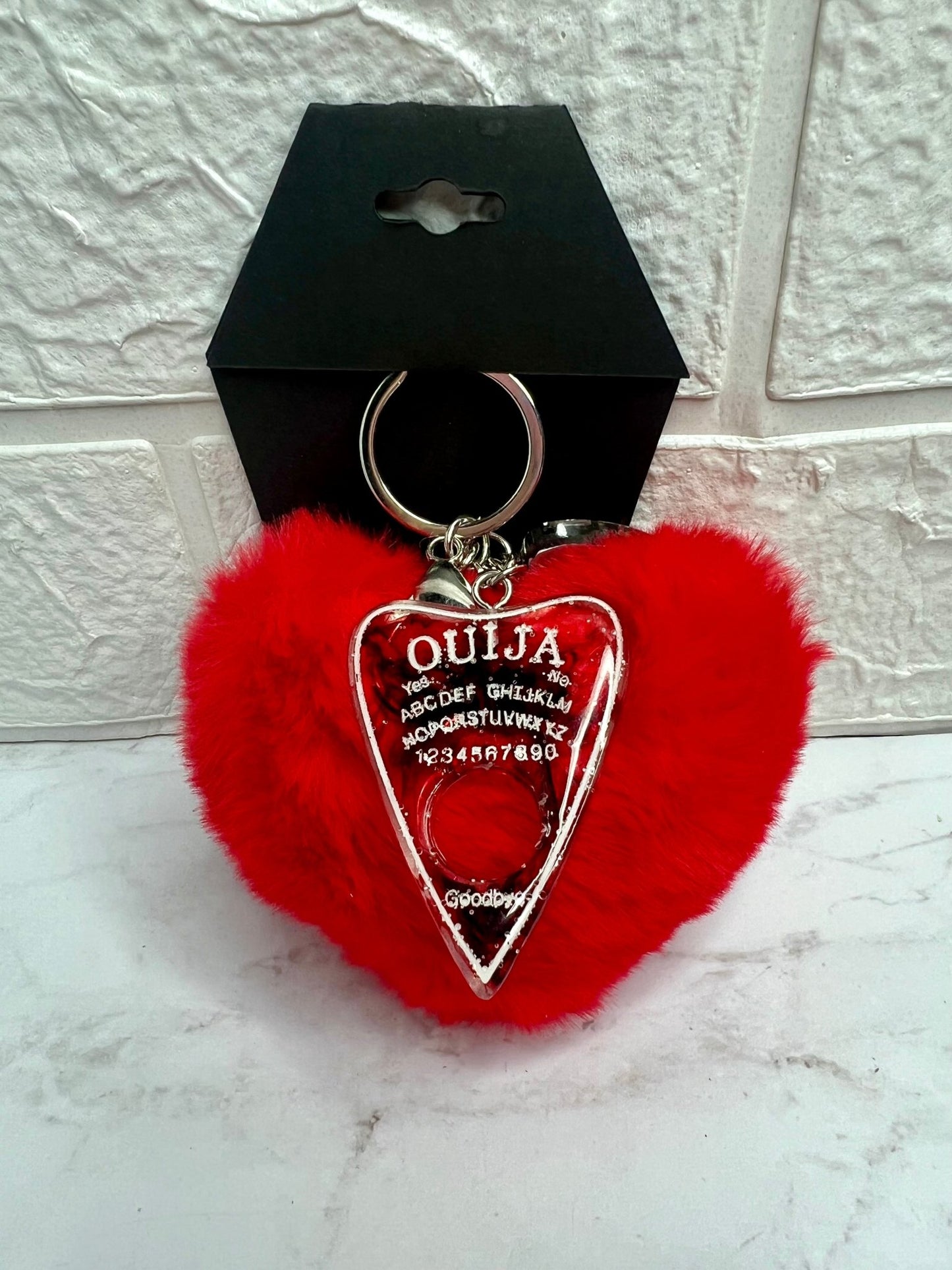 Ouija Planchette with Heart Puff Keychain - Adorrible