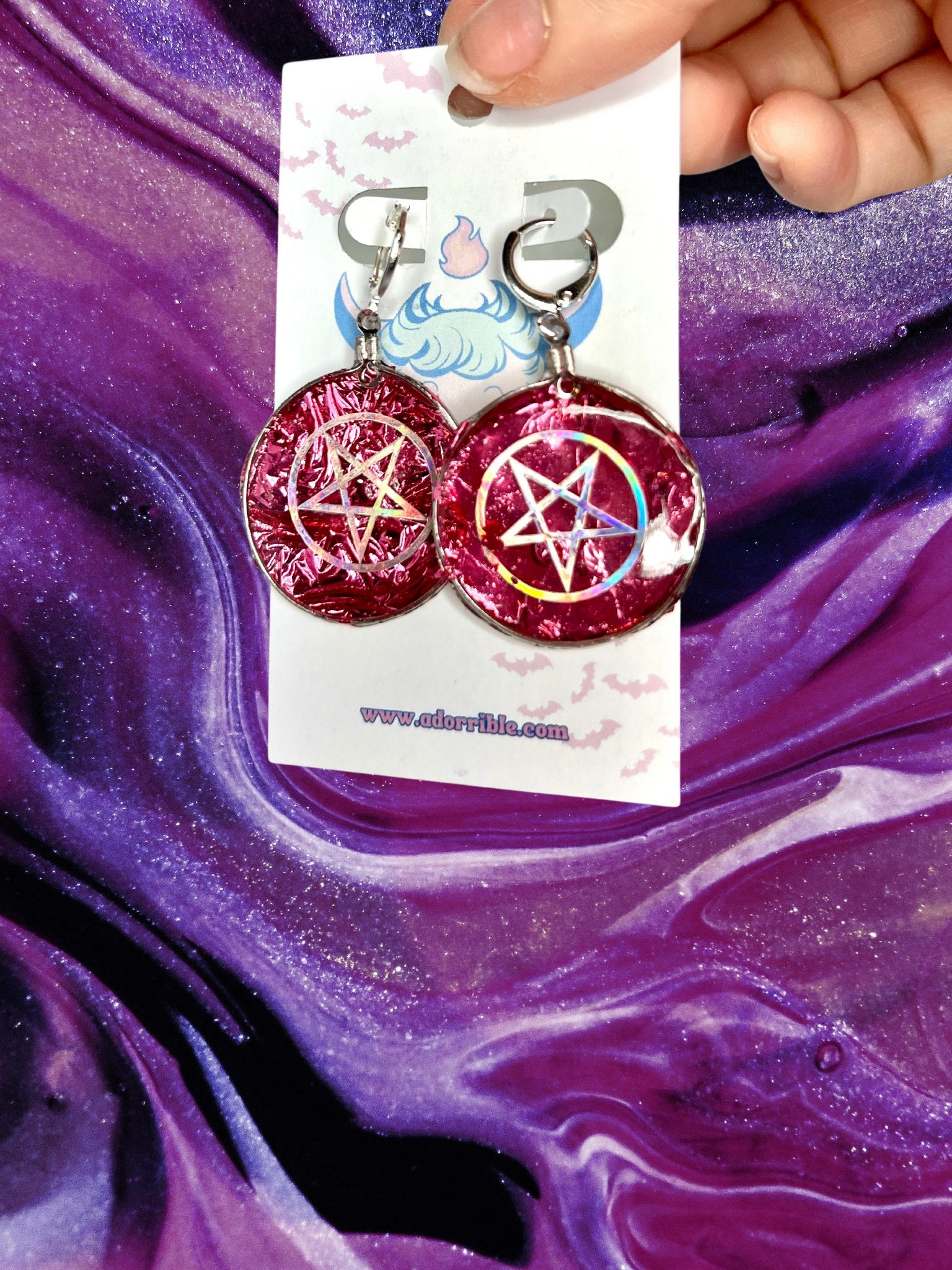 Pentagram Rhinestone Earrings - Adorrible