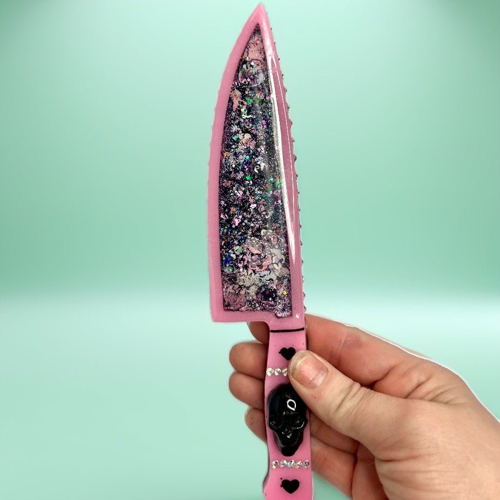 Pink Chunky Glitter Shaker Snow Globe Stress Relief Stim Toy Fake Dagger - Adorrible