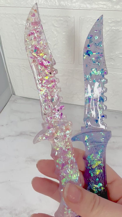 Iridescent Flake Decorative Fake Daggers