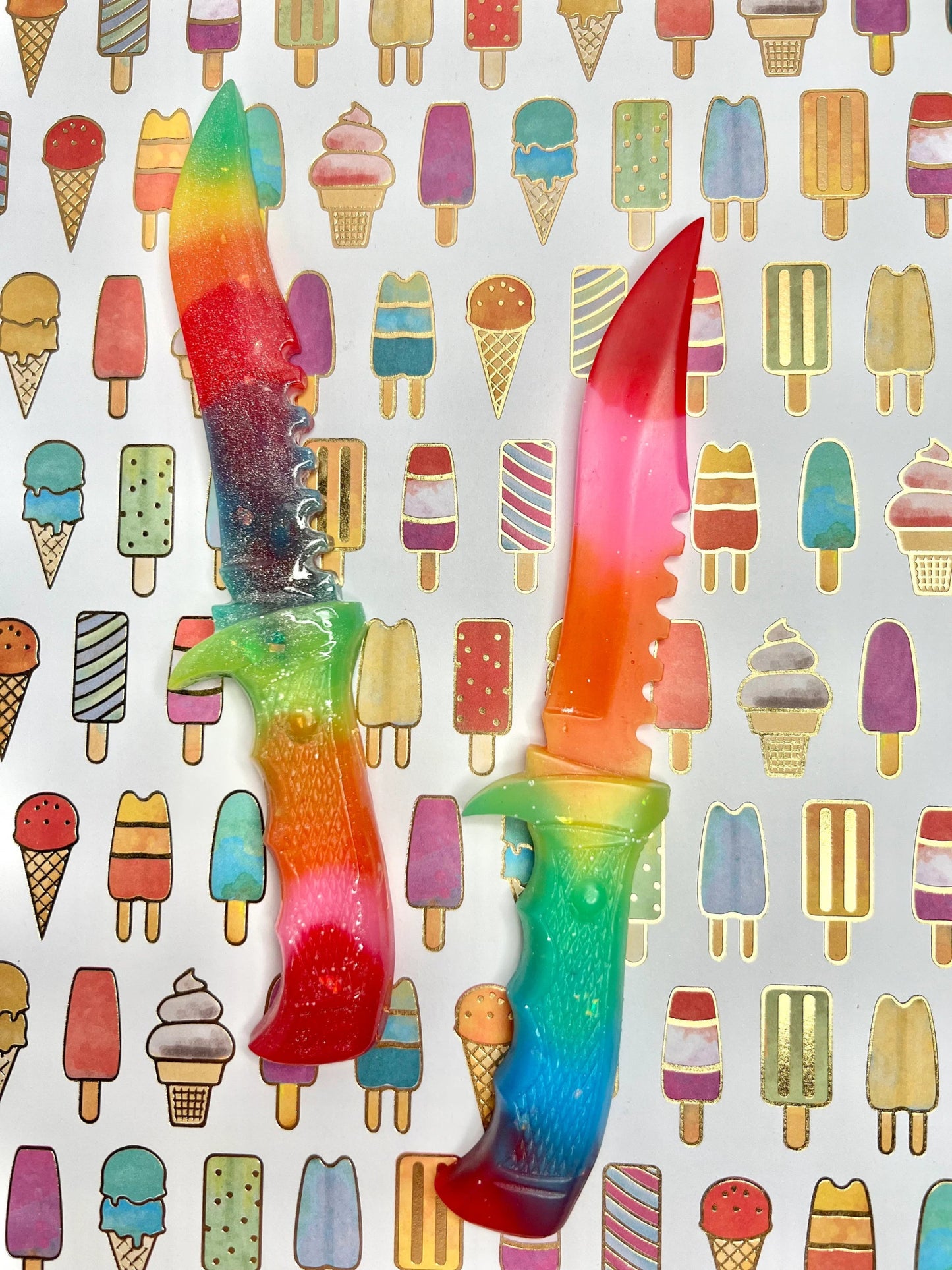 Rainbow Ombré Resin Fake Knives - Adorrible