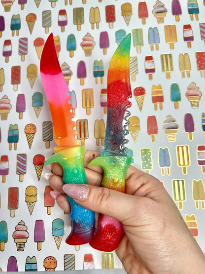 Rainbow Ombré Resin Fake Knives - Adorrible