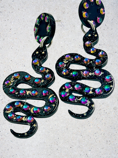 Rhinestone Snake Earrings - Adorrible