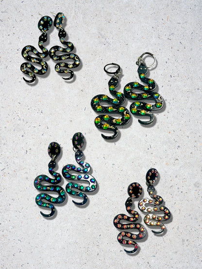 Rhinestone Snake Earrings - Adorrible