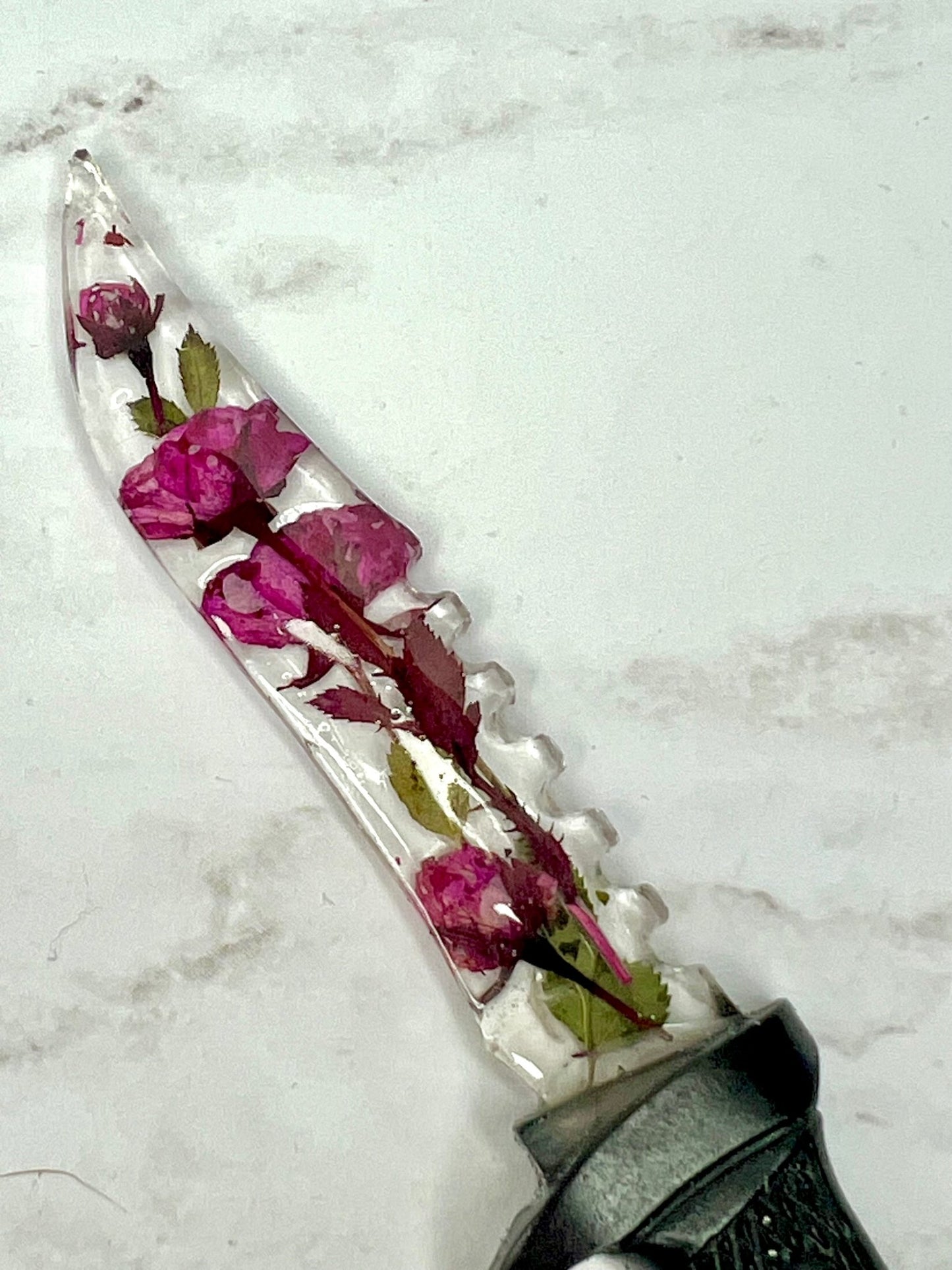 Rose and Black Resin Fake Knife - MADE TO ORDER - Adorrible