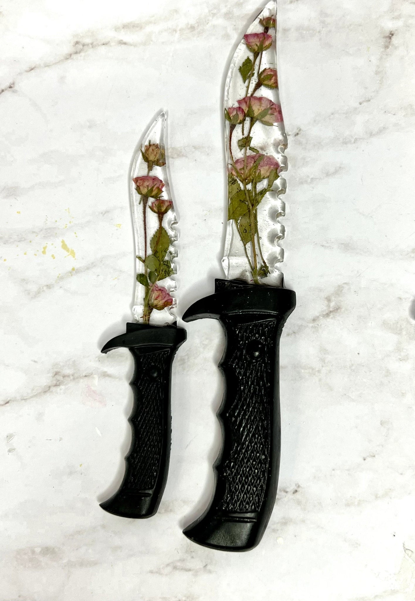 Rose and Black Resin Fake Knife - MADE TO ORDER - Adorrible