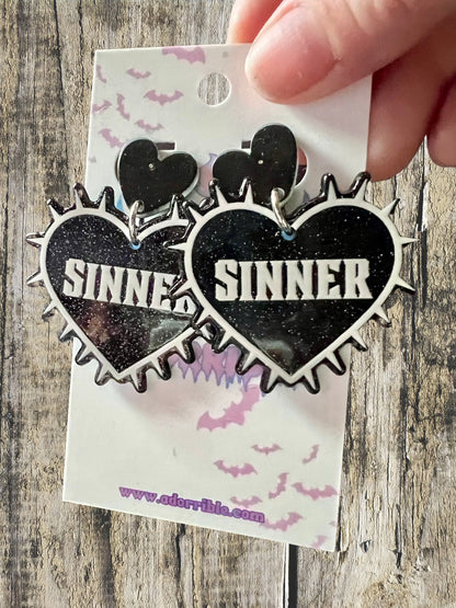 Sinner Spiky Punk Acrylic Earrings - Adorrible