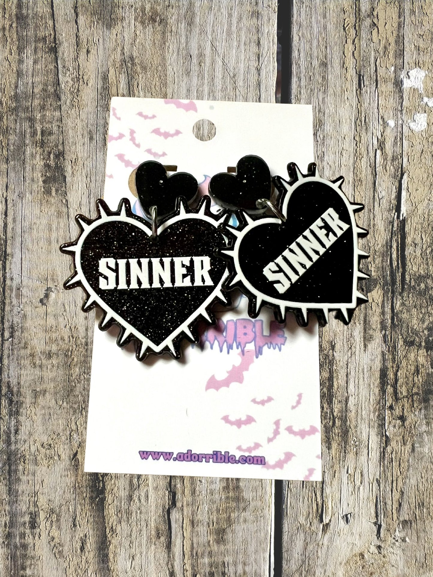 Sinner Spiky Punk Acrylic Earrings - Adorrible