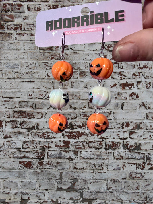 Spooky Disco Round Bead Sparkly Dangle Earrings - Adorrible