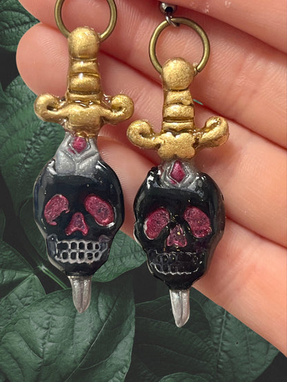 Trad Tattoo Skull Dagger Earrings - Adorrible