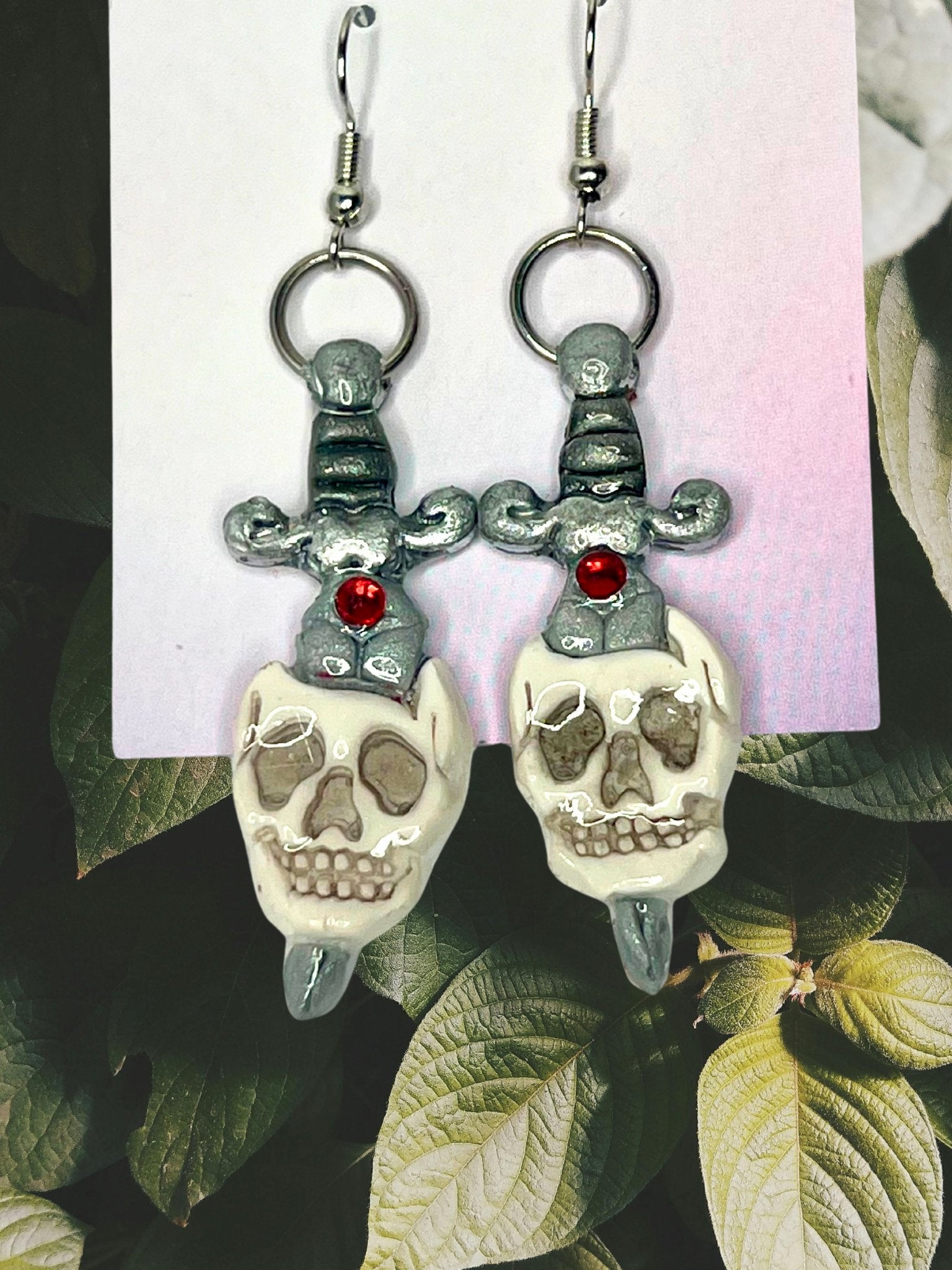 Trad Tattoo Skull Dagger Earrings - Adorrible