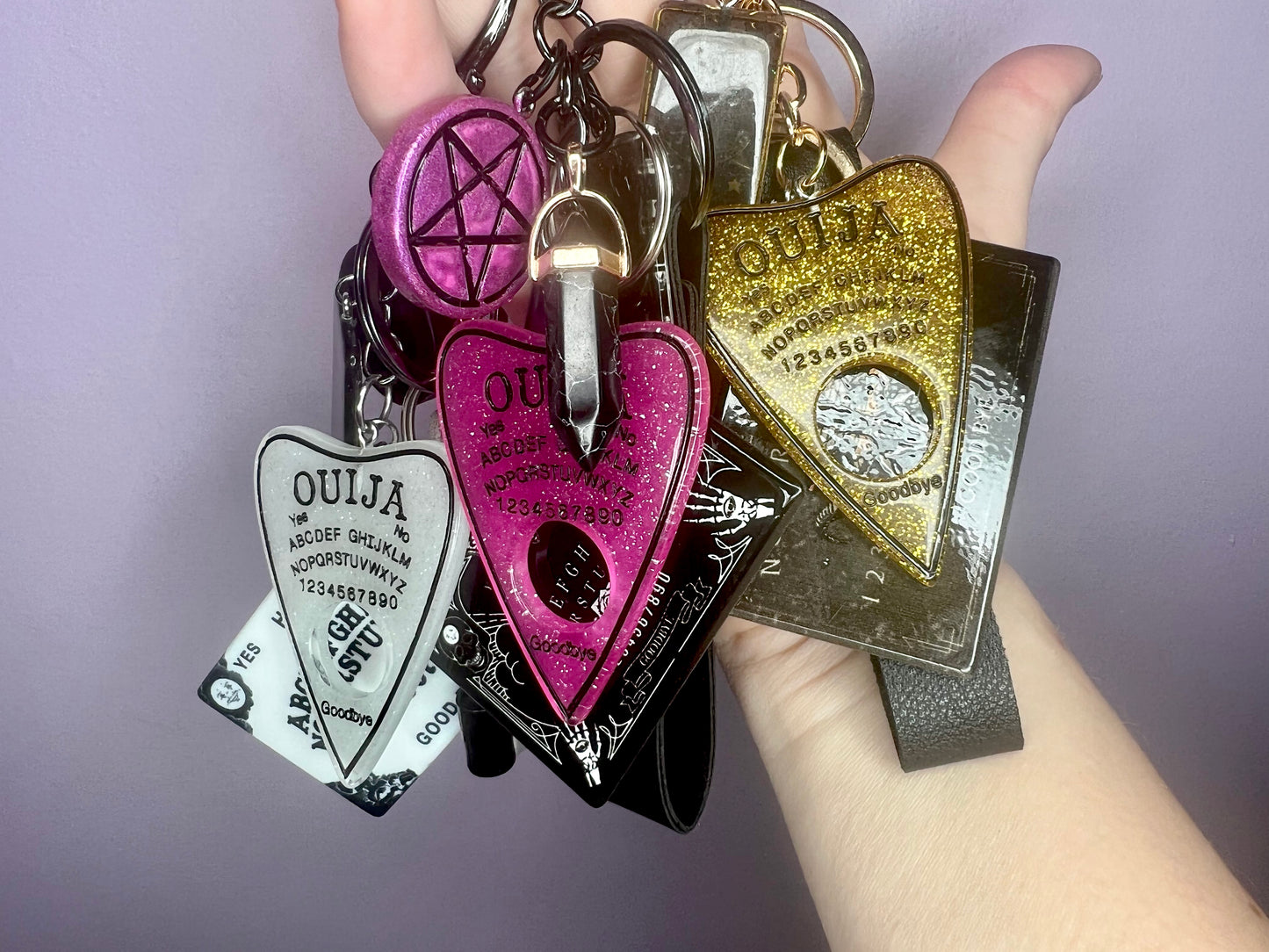 Ouija Board Keychain with Wristlet and Spooky Charms