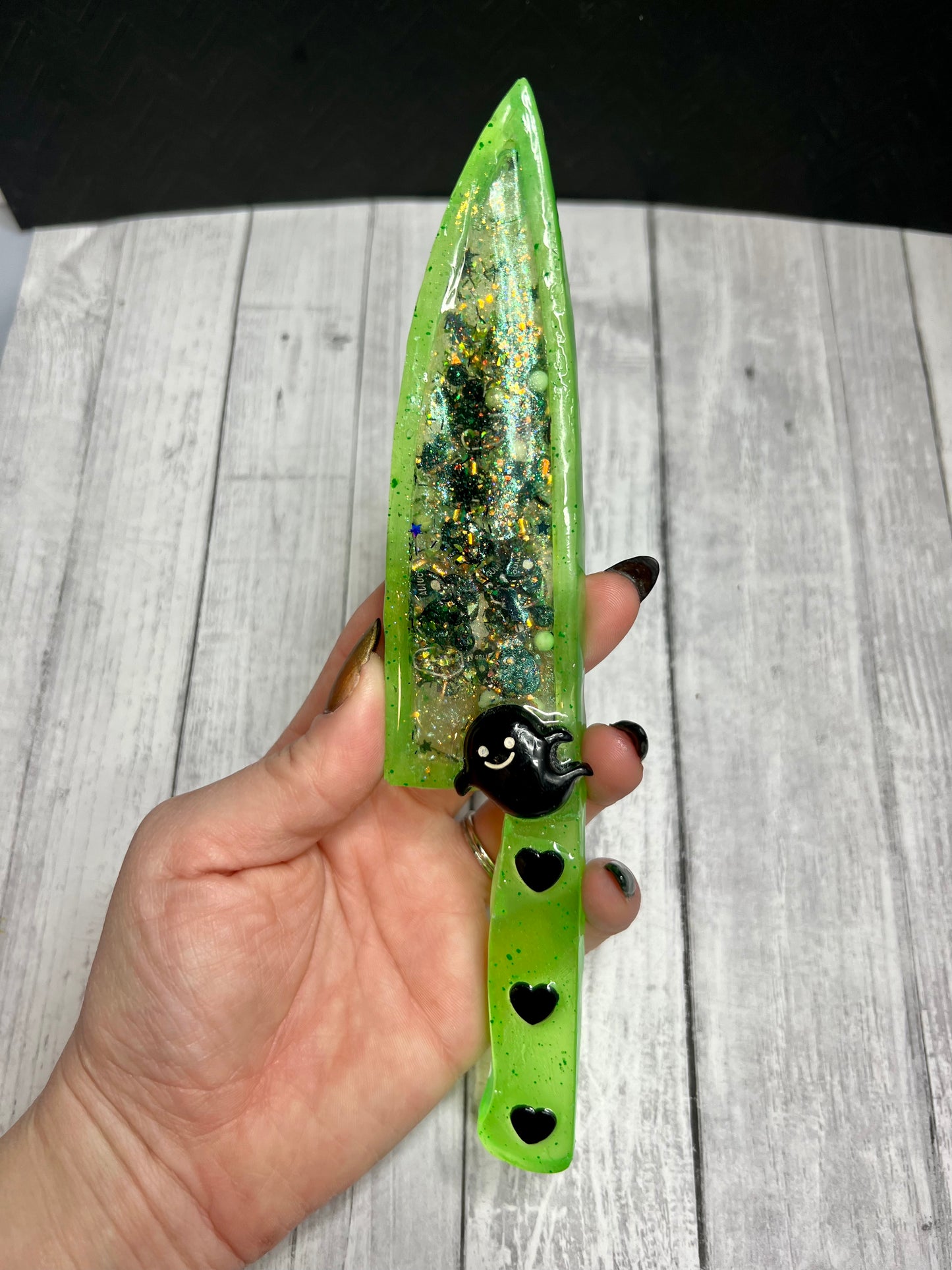 Neon Green Gooze Shaker Snow Globe Stress Relief Stim Dagger