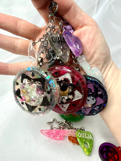 Baphomet Shaker Globe Keychains with Cute Spooky Charms